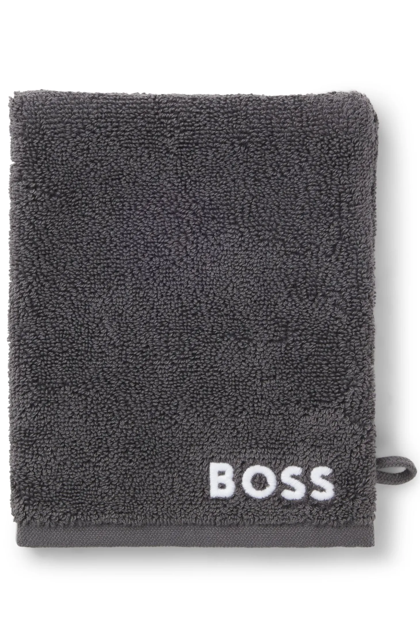 Cotton wash mitt with contrast embroidered logo