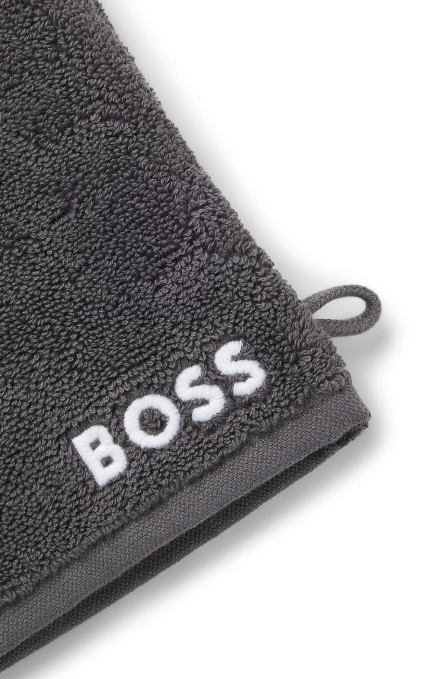 Cotton wash mitt with contrast embroidered logo