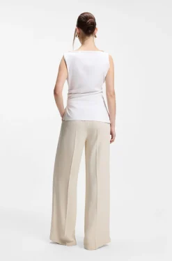 Cowl-neck asymmetric top in mercerised cotton