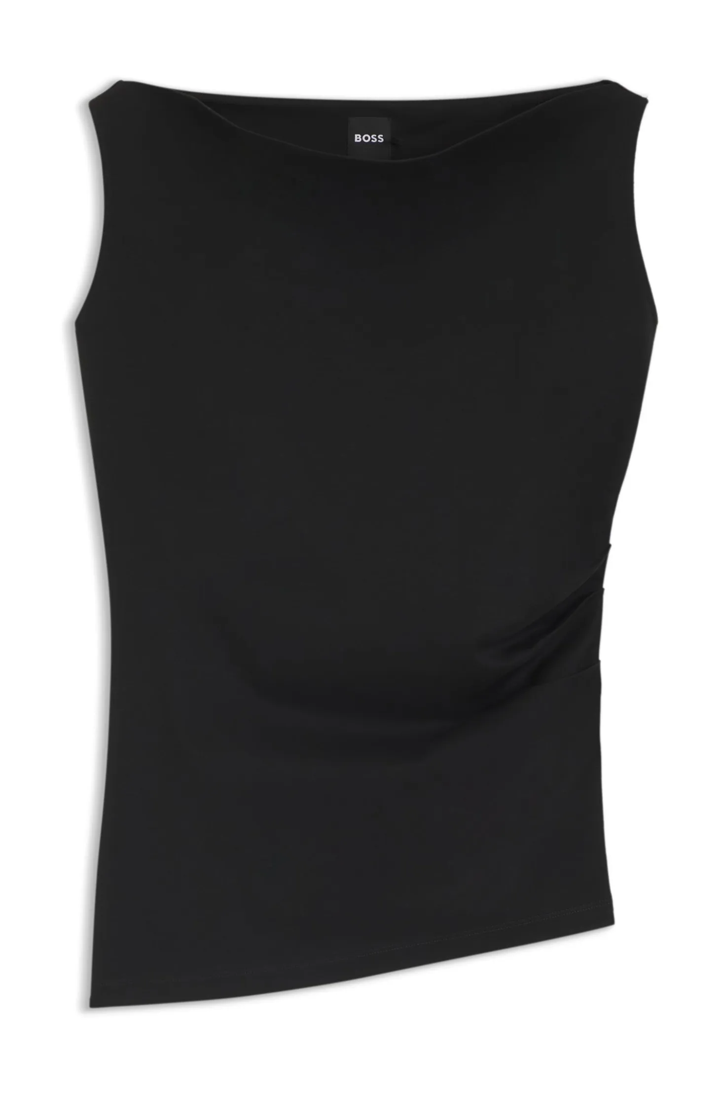 Cowl-neck asymmetric top in mercerised cotton