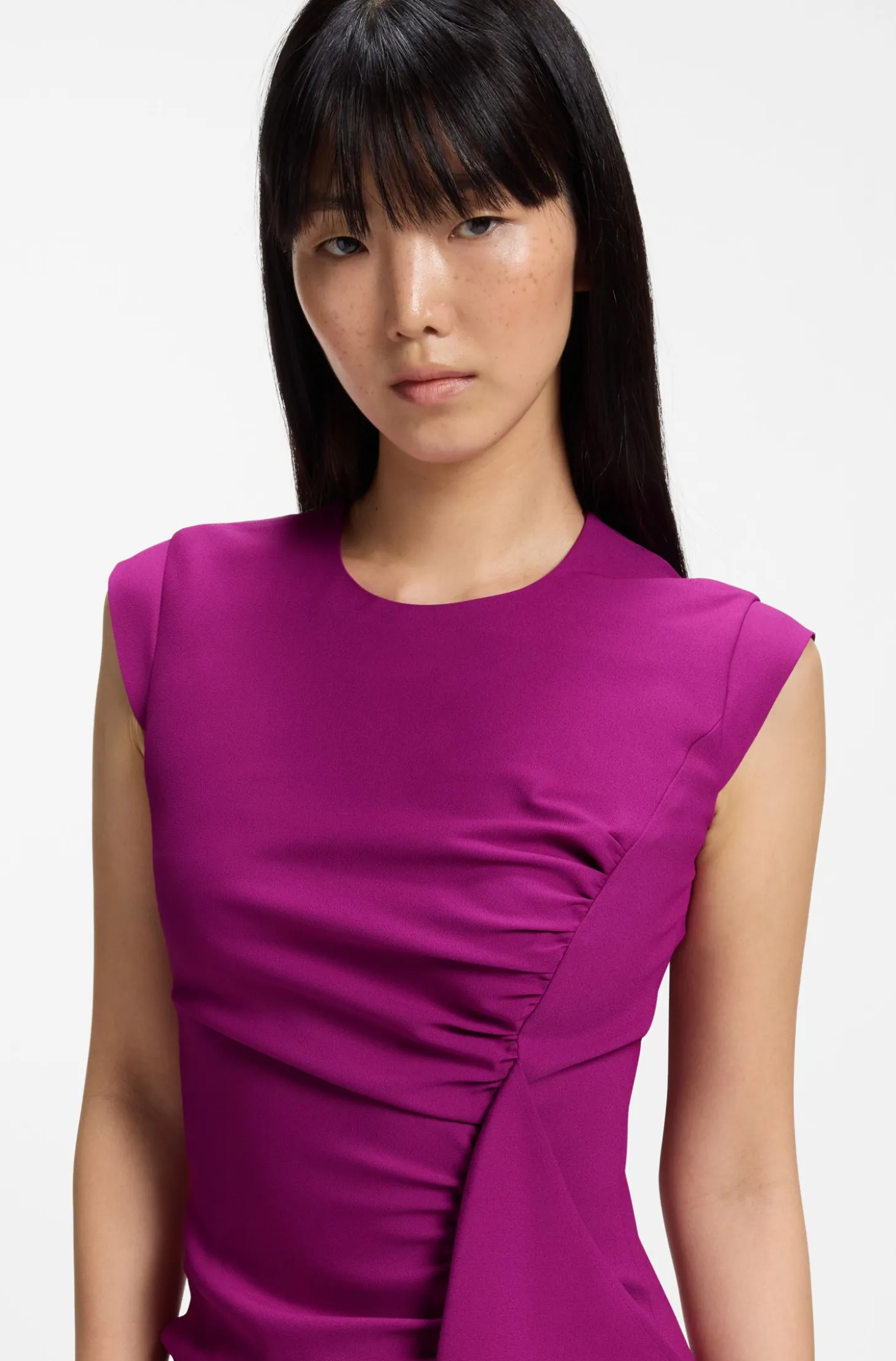 Crepe dress with draped detail