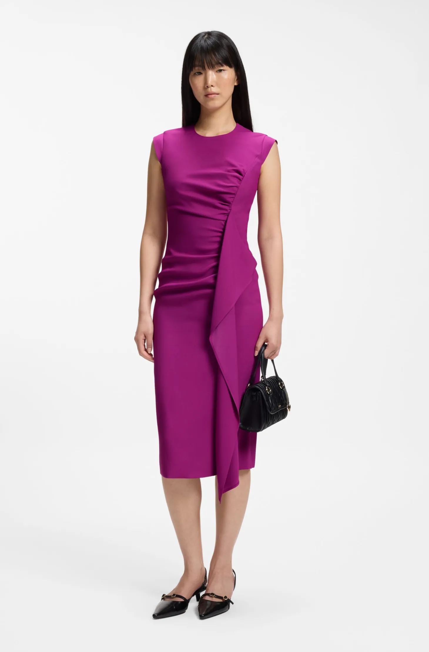 Crepe dress with draped detail