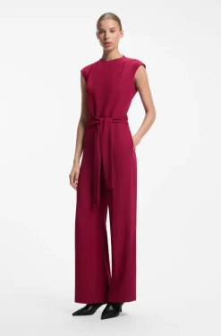 Crepe jumpsuit with belt