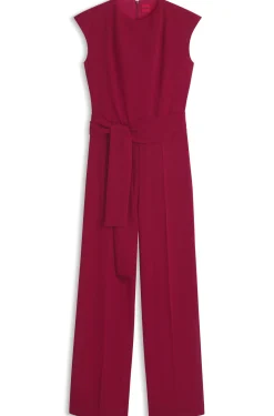 Crepe jumpsuit with belt
