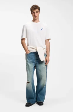 Crew-neck cotton T-shirt with desert print