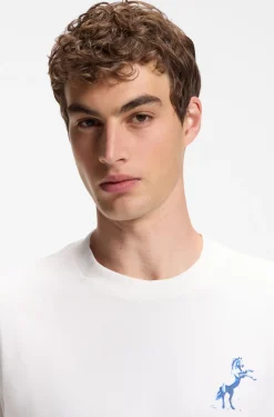 Crew-neck cotton T-shirt with desert print