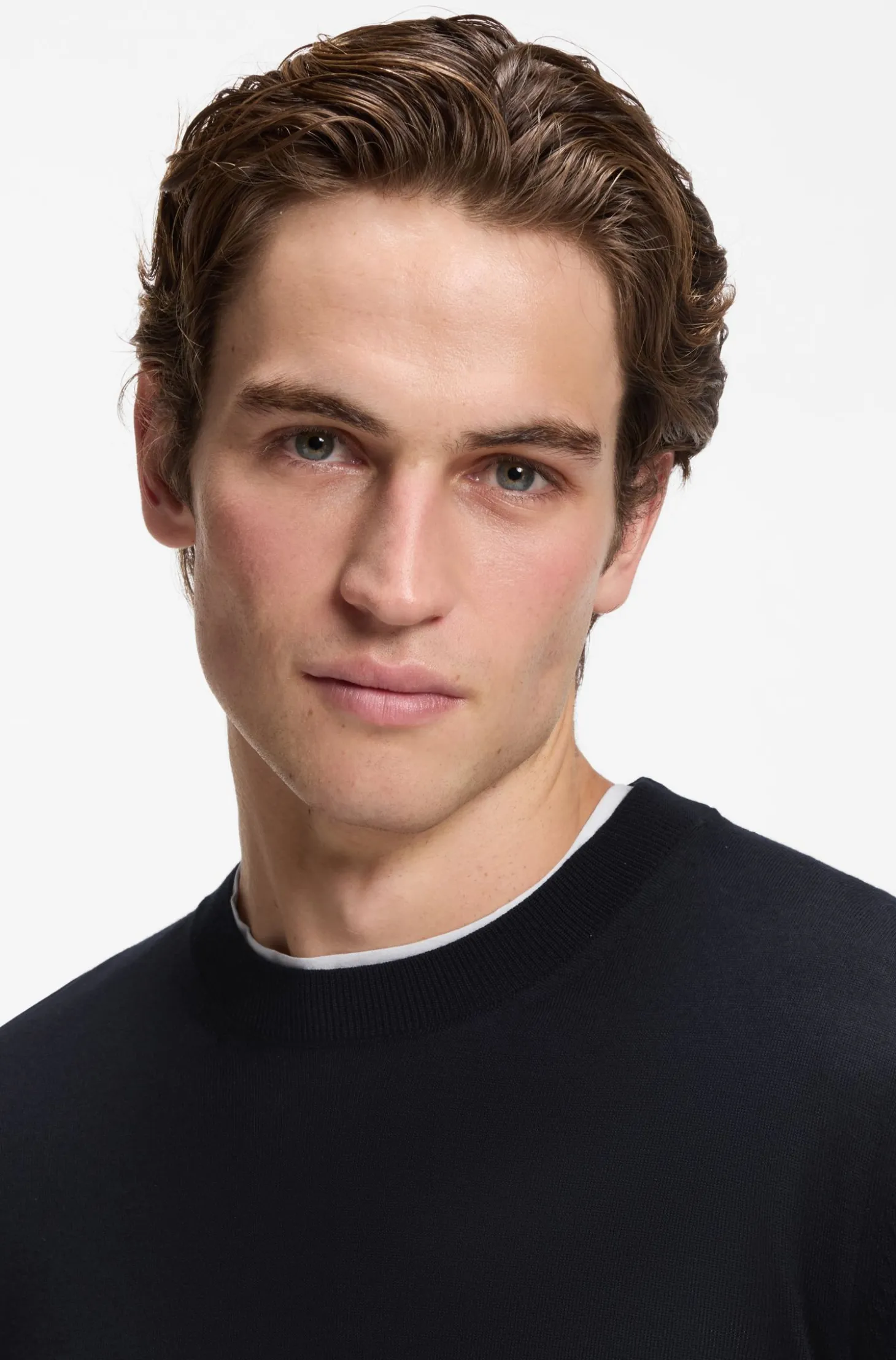 Crew-neck sweater crafted from virgin wool