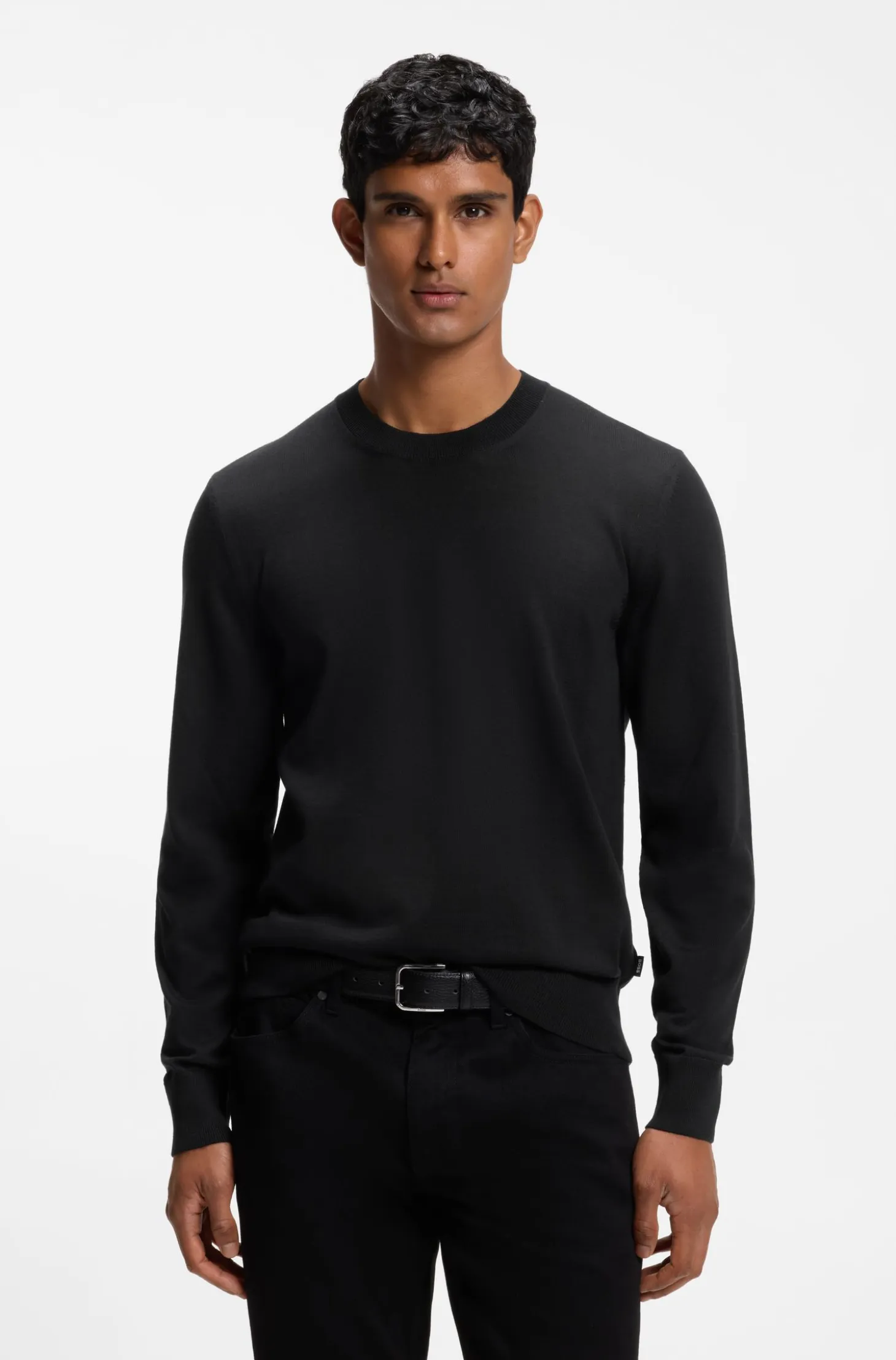 Crew-neck sweater crafted from virgin wool