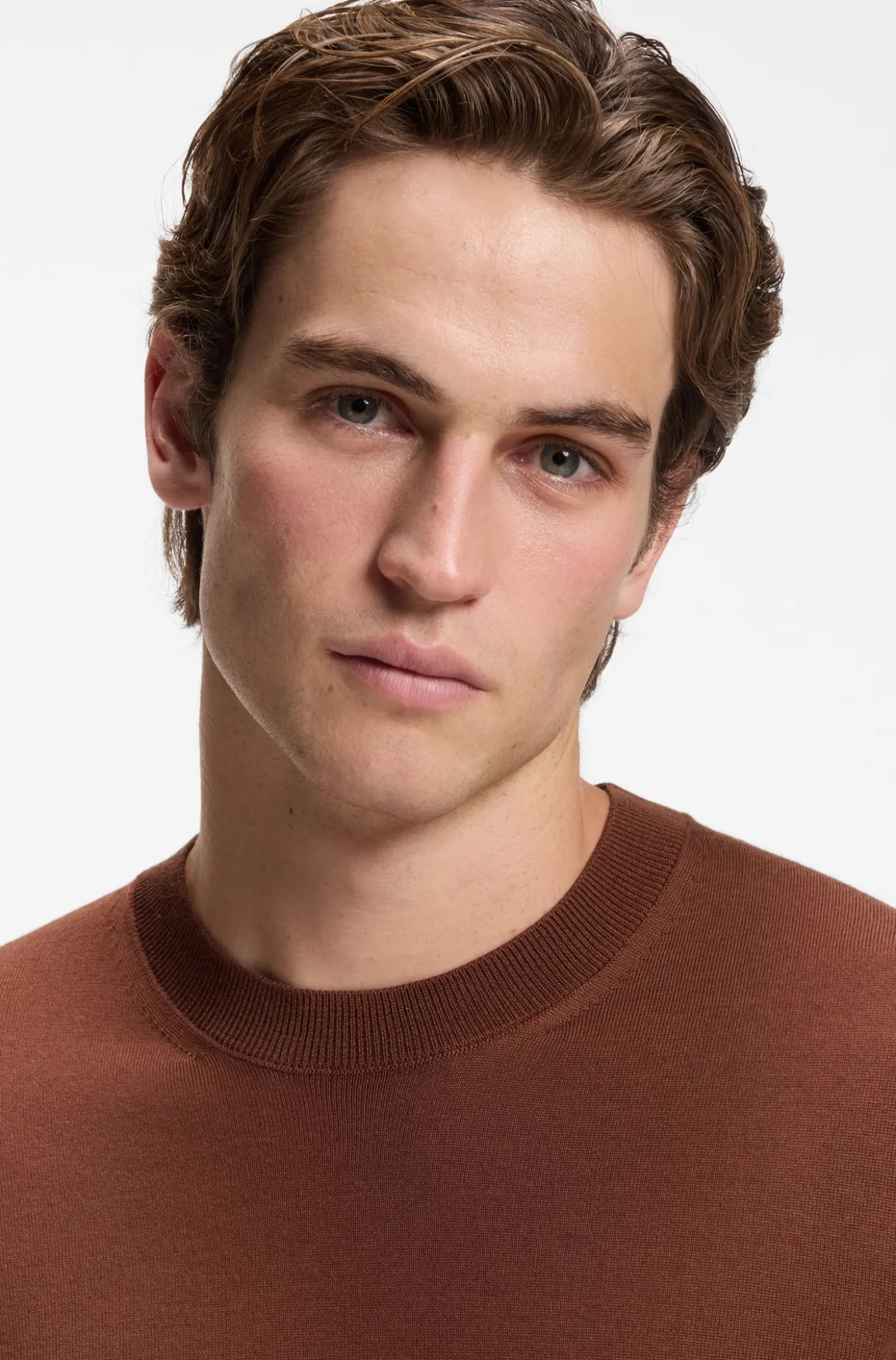 Crew-neck sweater crafted from virgin wool