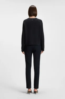 Crew-neck sweater in stretch fabric
