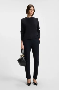 Crew-neck sweater in stretch fabric