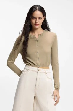 Cropped cardigan with rear ribbed detail