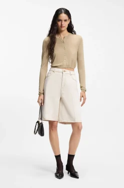 Cropped cardigan with rear ribbed detail