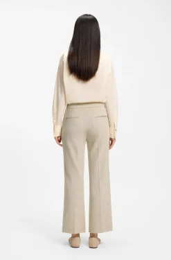 Cropped flared-fit trousers in a slub weave