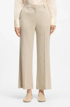 Cropped flared-fit trousers in a slub weave