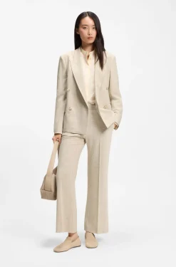 Cropped flared-fit trousers in a slub weave