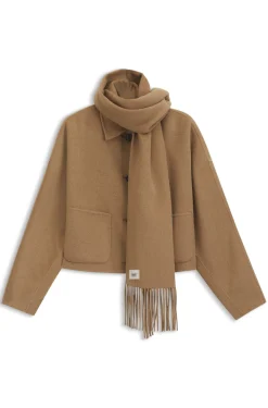 Cropped oversized-fit jacket with detachable scarf