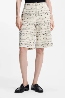 Cropped relaxed-fit trousers in striped cotton-blend tweed