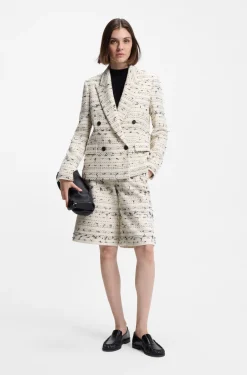 Cropped relaxed-fit trousers in striped cotton-blend tweed