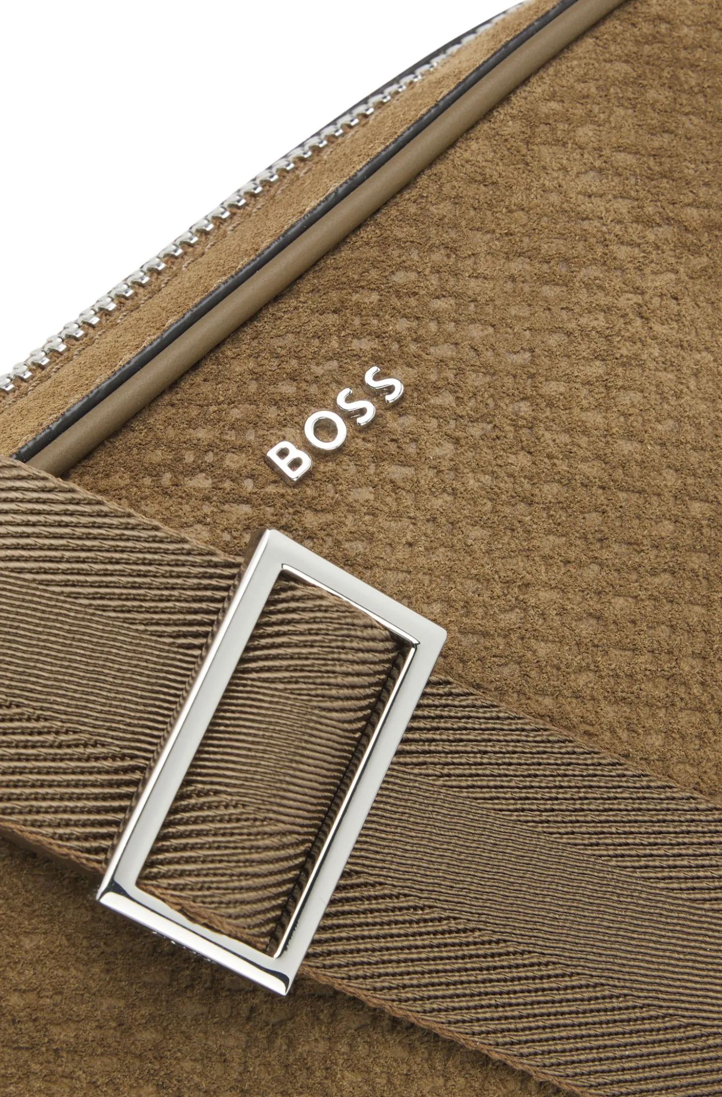Crossbody bag in monogram-embossed suede
