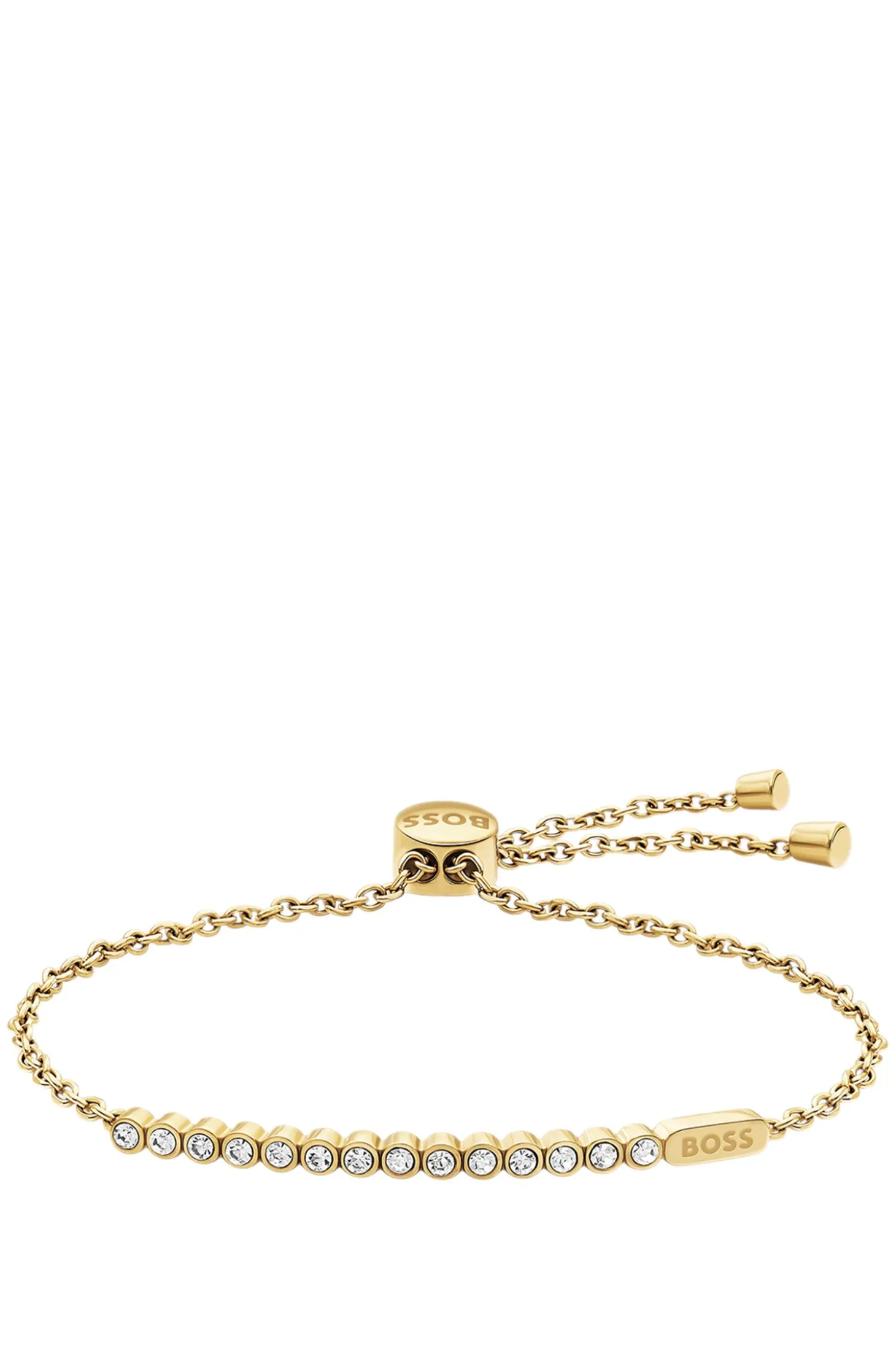 Crystal-embellished bracelet in a light-yellow-gold tone