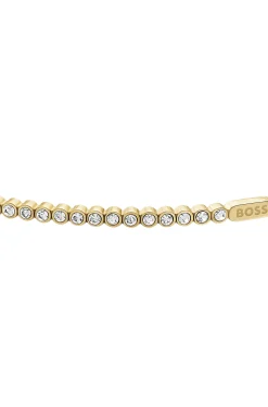 Crystal-embellished bracelet in a light-yellow-gold tone