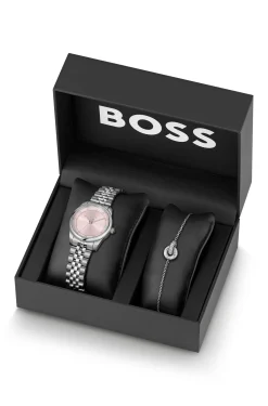 Crystal-embellished watch and bracelet gift set