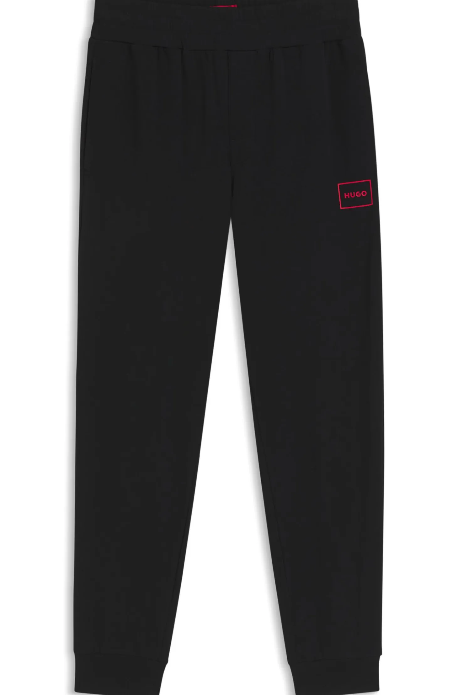 Cuffed loungewear bottoms in stretch cotton with logo print
