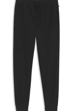 Cuffed pyjama bottoms in monogram-print waffle fabric