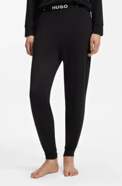 Cuffed pyjama bottoms in stretch jersey with logo waistband