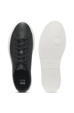 Cupsole trainers in leather with signature-stripe stitching