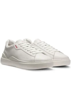 Cupsole trainers in leather with red logo details