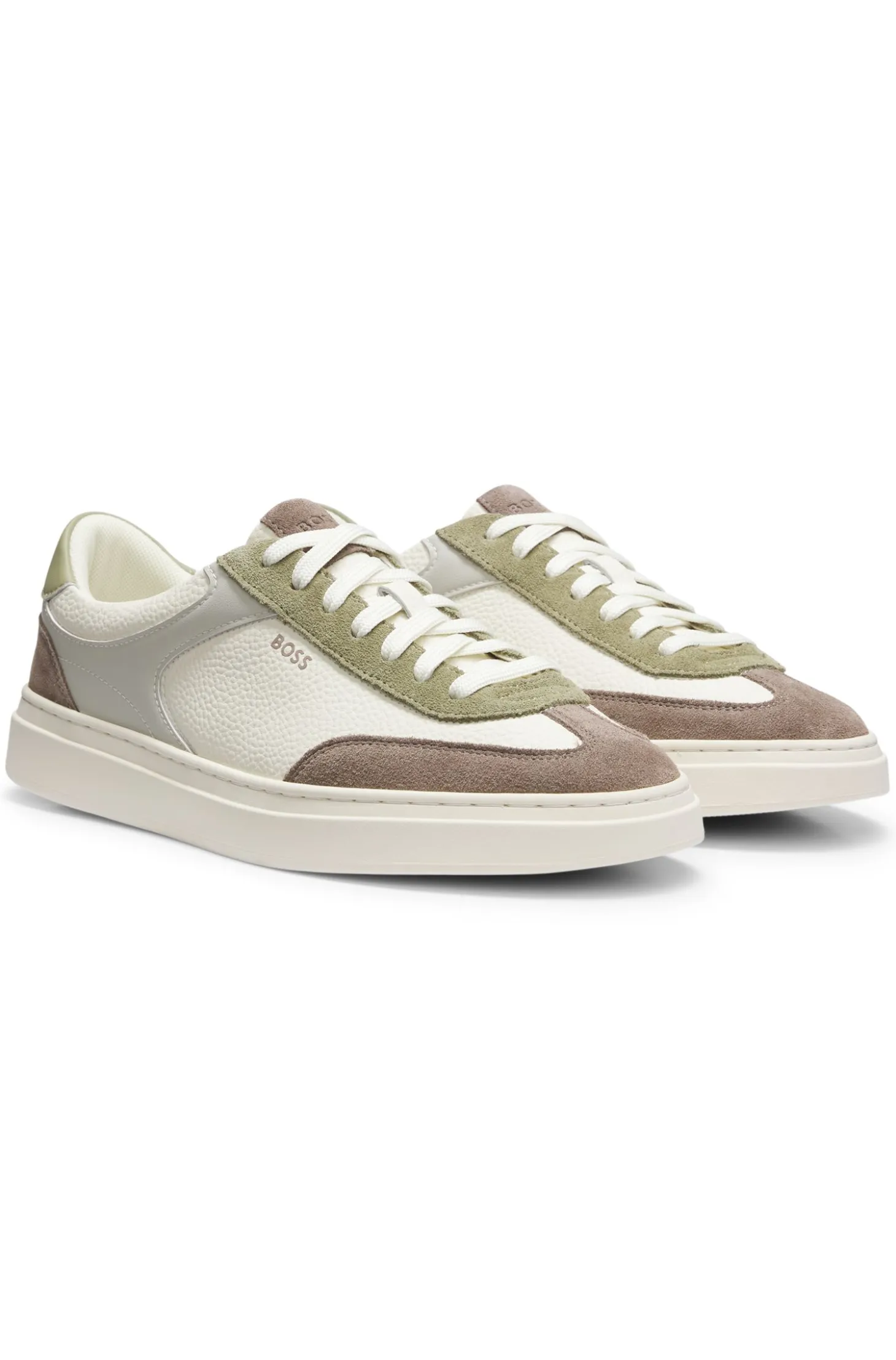 Cupsole trainers in leather with suede trims