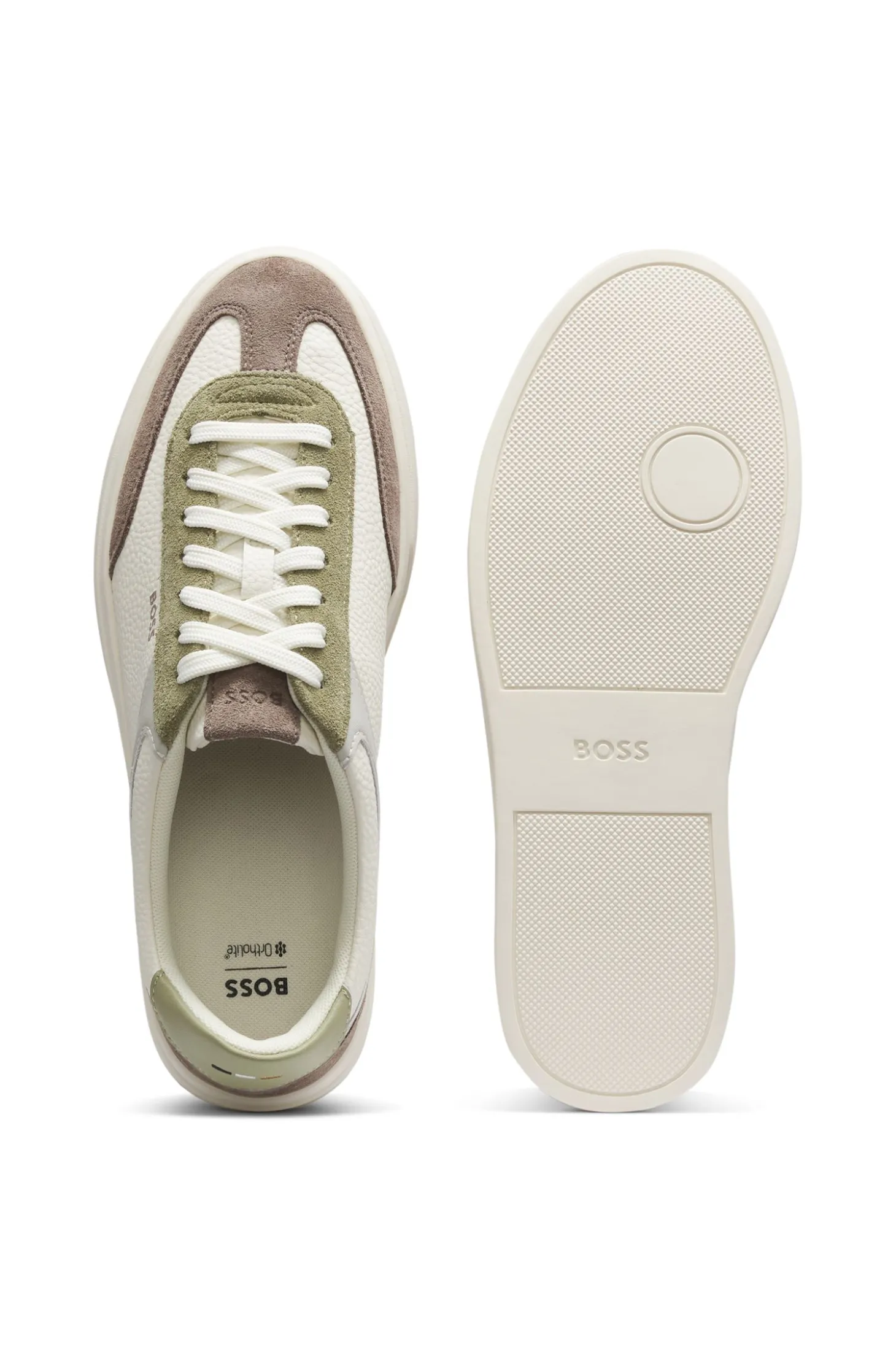 Cupsole trainers in leather with suede trims
