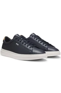 Cupsole trainers in leather with signature-stripe stitching