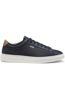 Cupsole trainers in leather with signature-stripe stitching