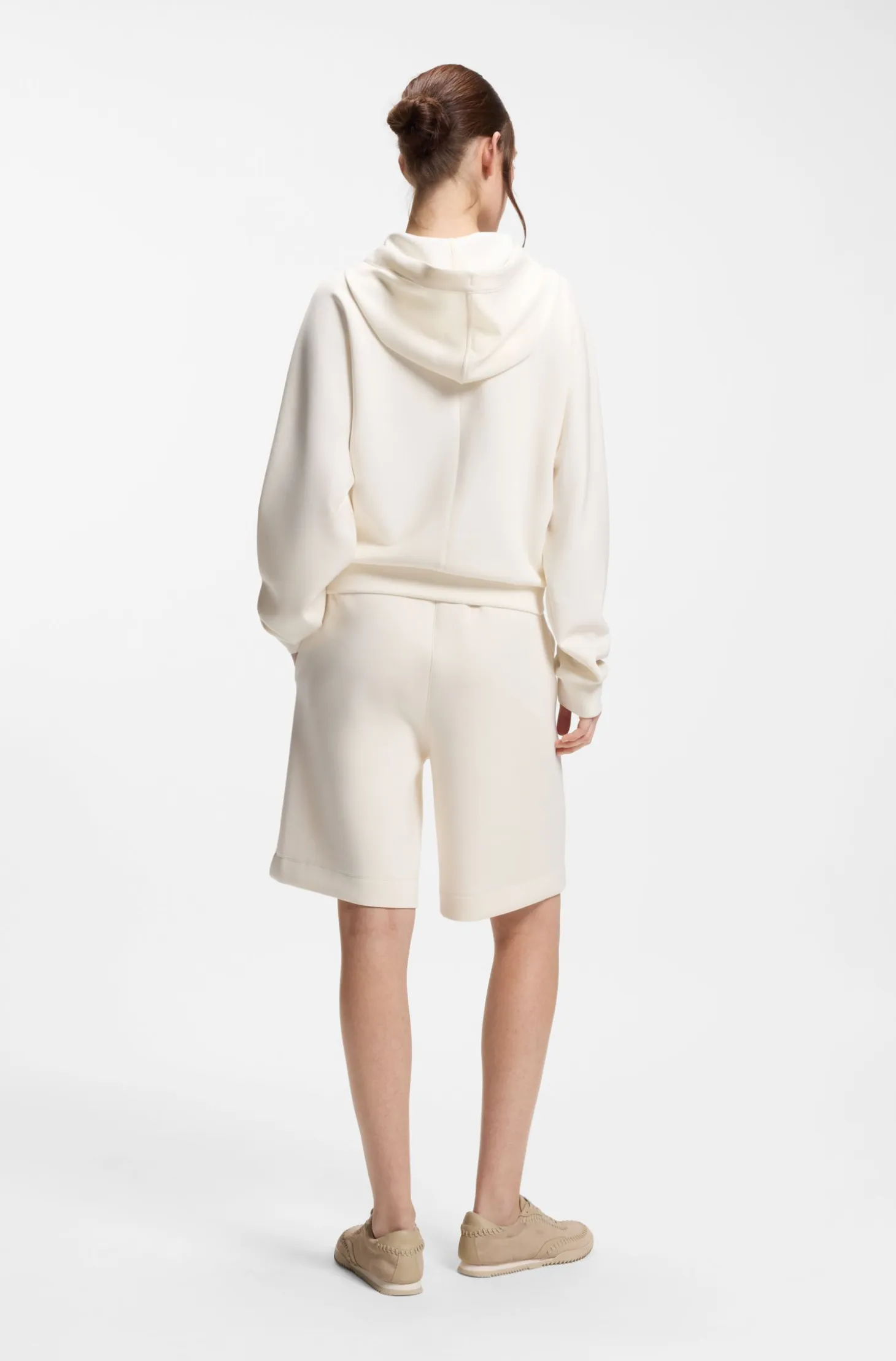 Curved-hem hoodie with Double B monogram