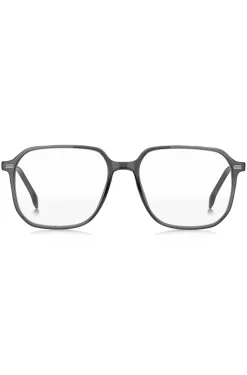 Dark-grey optical frames with silver-tone trims