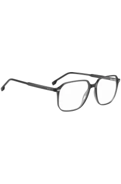 Dark-grey optical frames with silver-tone trims