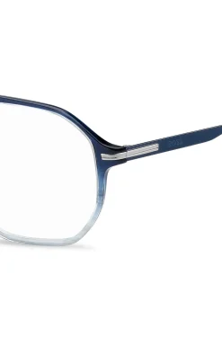 Degradé-blue optical frames with silver-tone trims