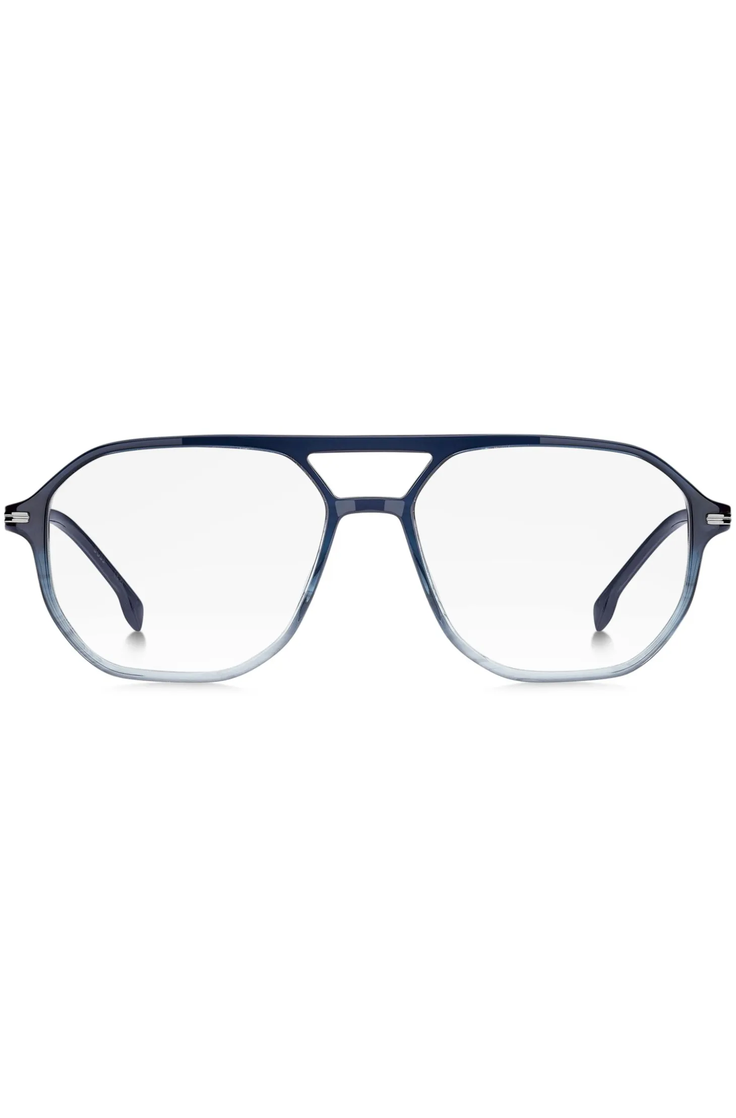 Degradé-blue optical frames with silver-tone trims