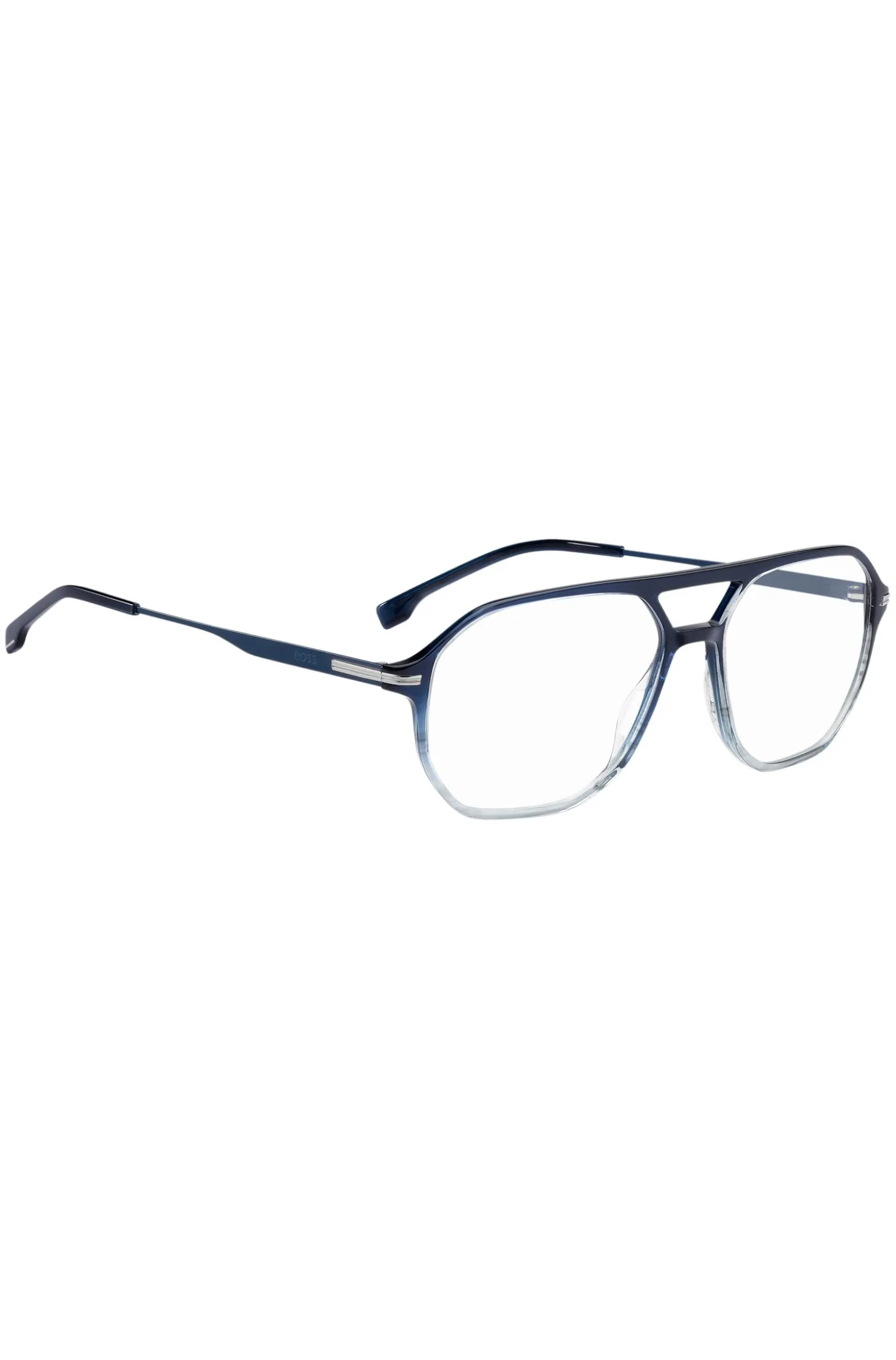 Degradé-blue optical frames with silver-tone trims