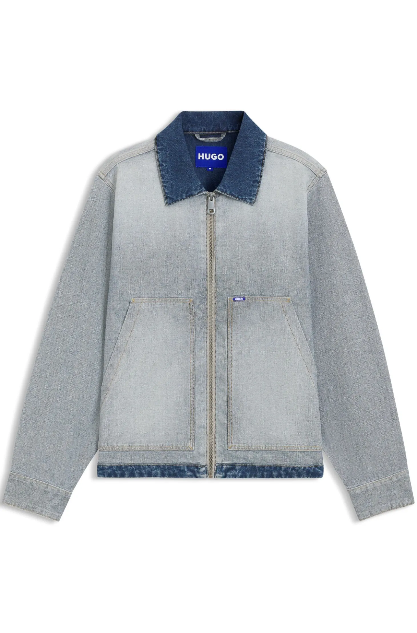 Denim jacket with inside-out styling