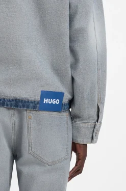 Denim jacket with inside-out styling