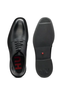 Derby shoes in smooth leather with embossed logo