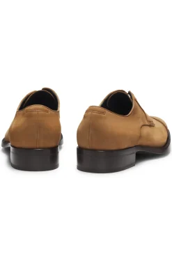 Derby shoes in suede with stitched details