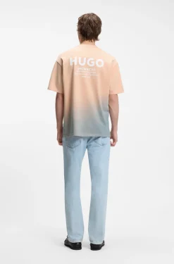 Dip-dyed logo T-shirt in cotton jersey