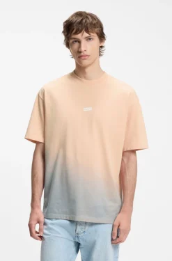 Dip-dyed logo T-shirt in cotton jersey