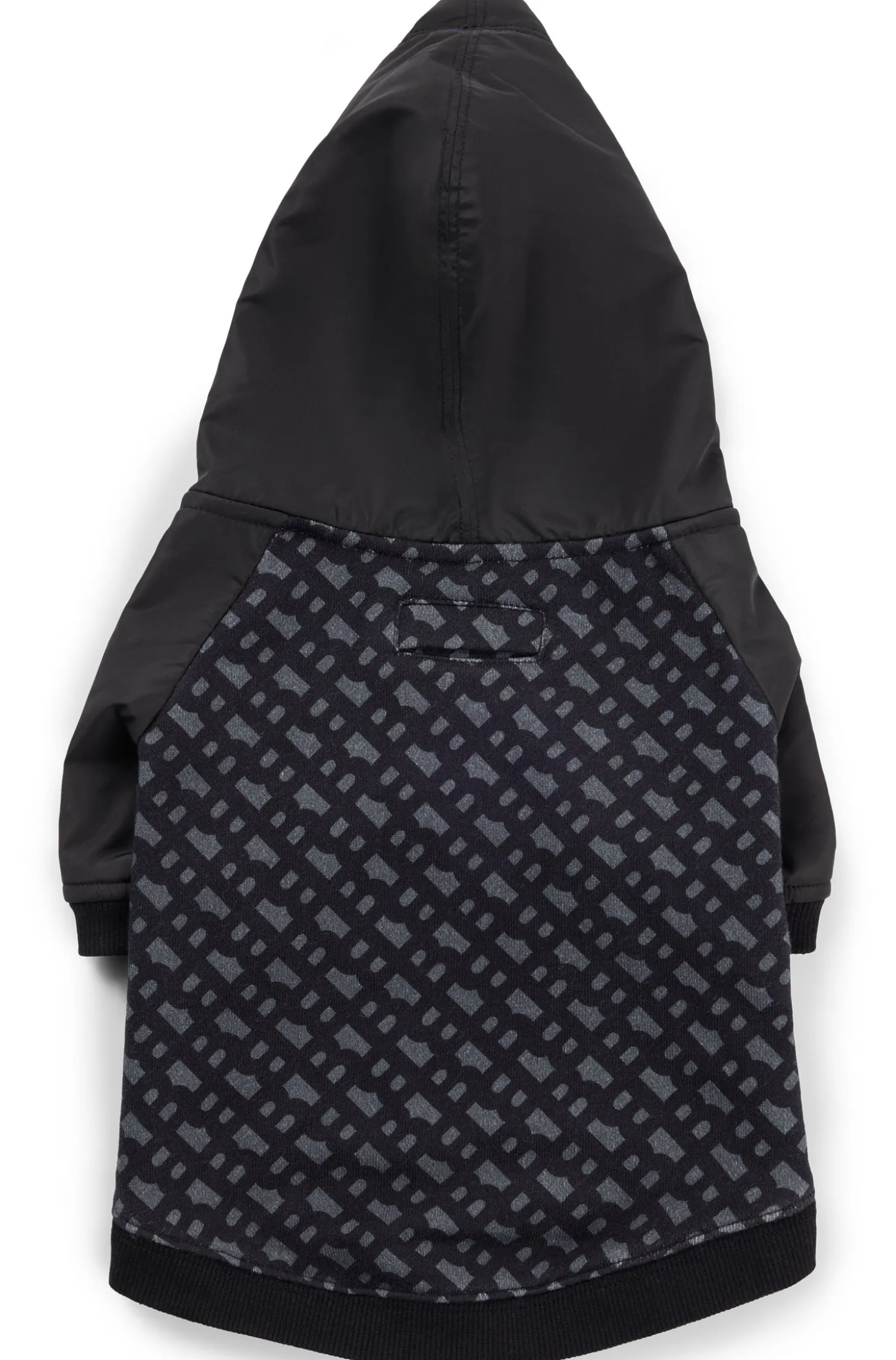 Dog hoodie with monogram pattern