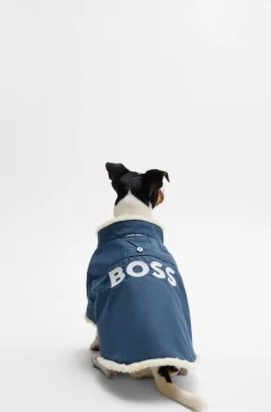 Dog parka jacket with contrast logo